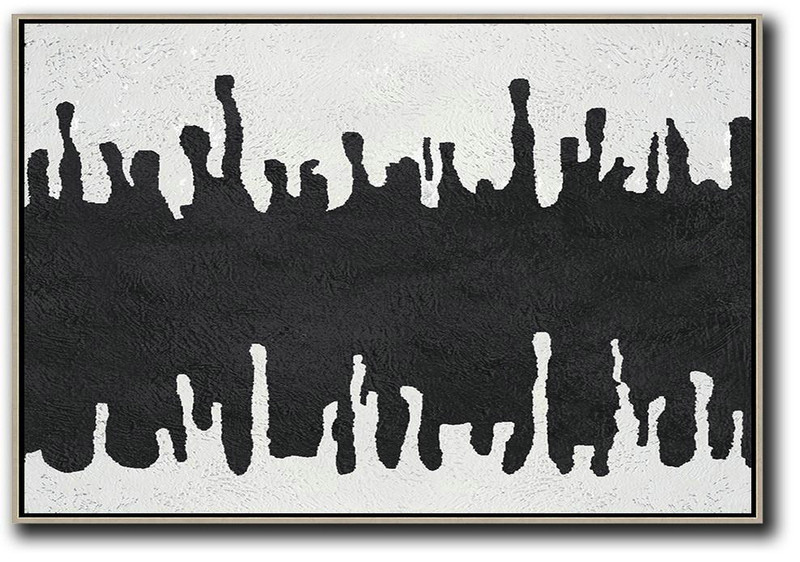 Handmade Acrylic Painting,Oversized Horizontal Minimal Art On Canvas - Original Abstract Art Paintings